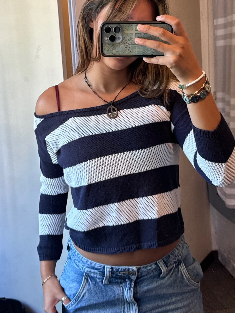 Vintage Aeropostale striped mesh sweater